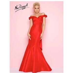 Flash by Mac Duggal Red Off the Shoulder Mermaid Style Dress Size 4